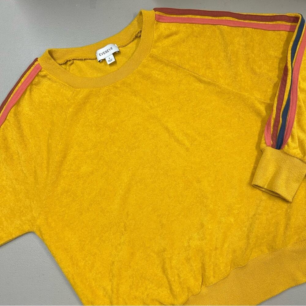 Evereve Sweater Mustard Yellow Stripe Long Sleeves Knit Top Womens Size Small